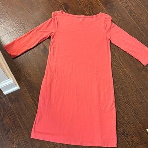 Garnet Hill Vibrant Coral 3/4 Sleeve Dress